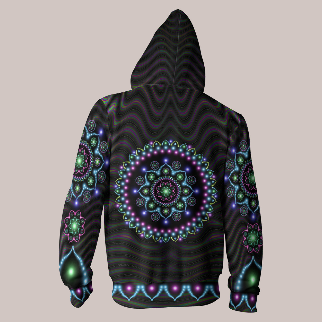 Men store Hoodie Blacklight / Neon Mandala Points 4