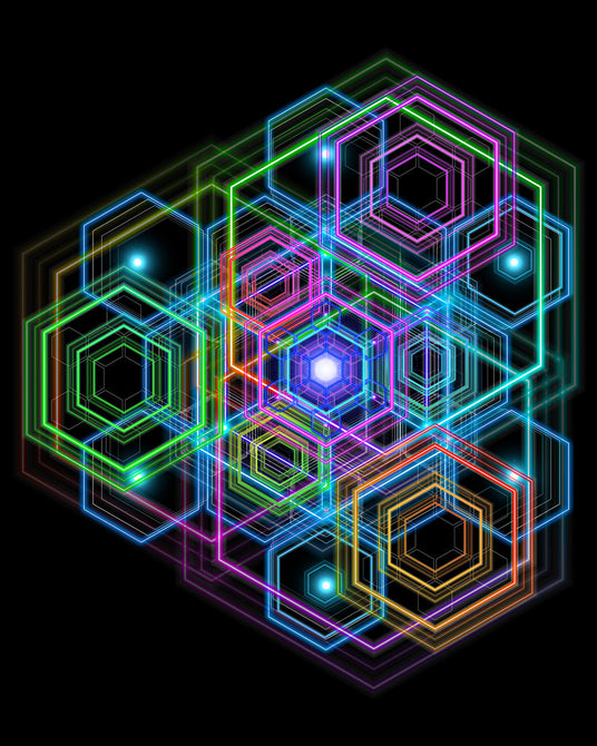 Hexadream - Rainbow Hexagons | Visionary Art