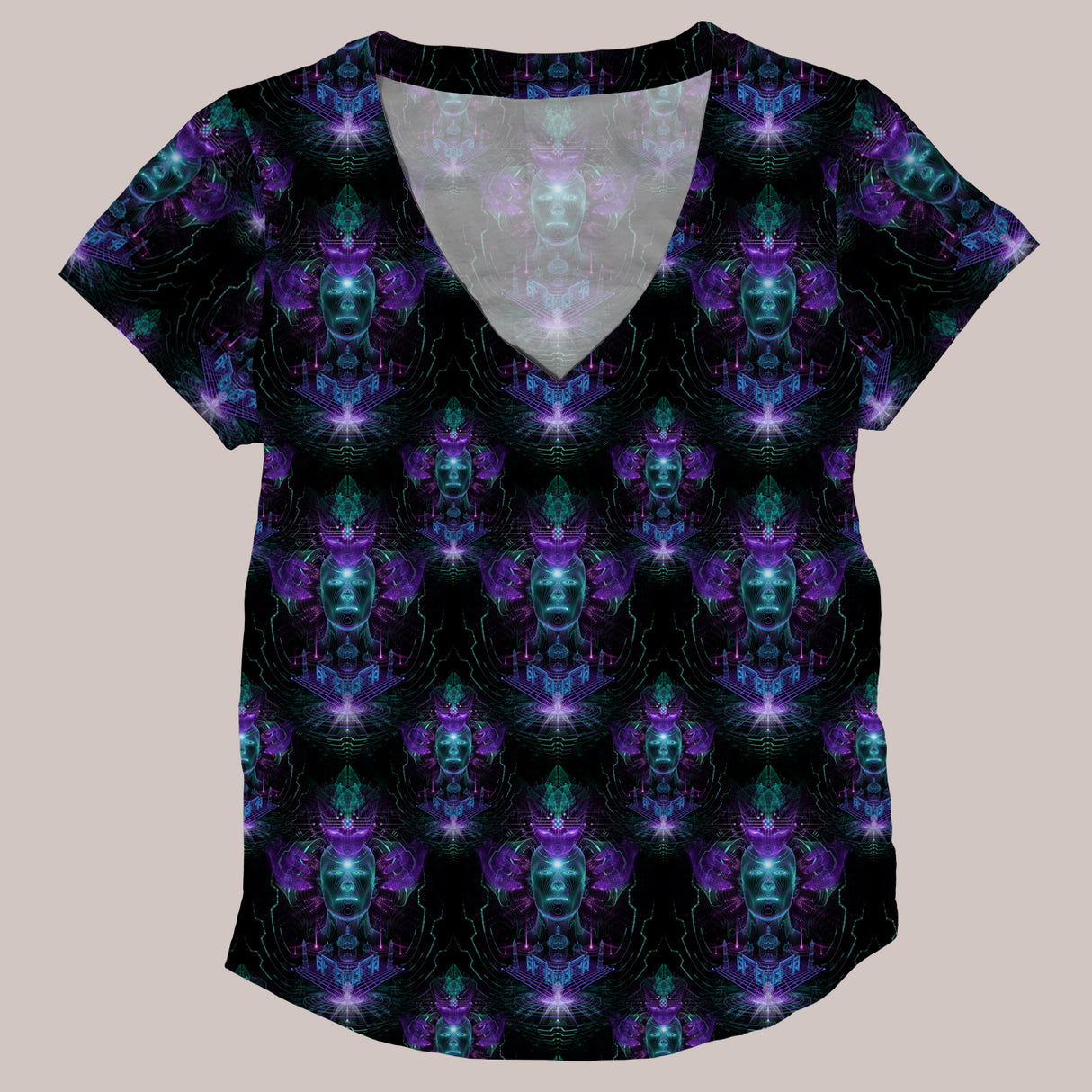 Psychedelic V-Neck Shirt (UV/RGB, Eco-Friendly, Womens) | CYBERDELIC