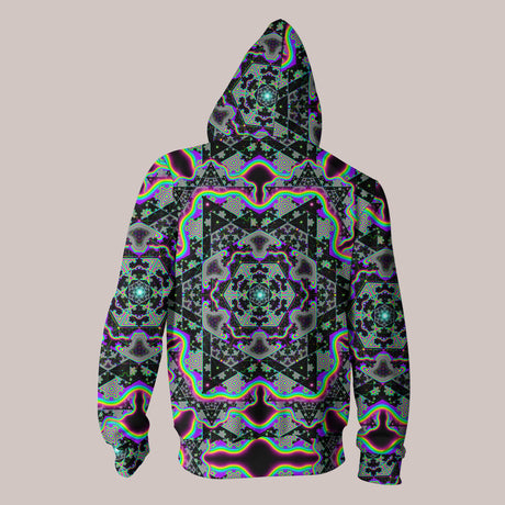 Psychedelic Hoodie (UV/RGB, Eco-Friendly, Unisex, Zip-Up) | MICROGRAM