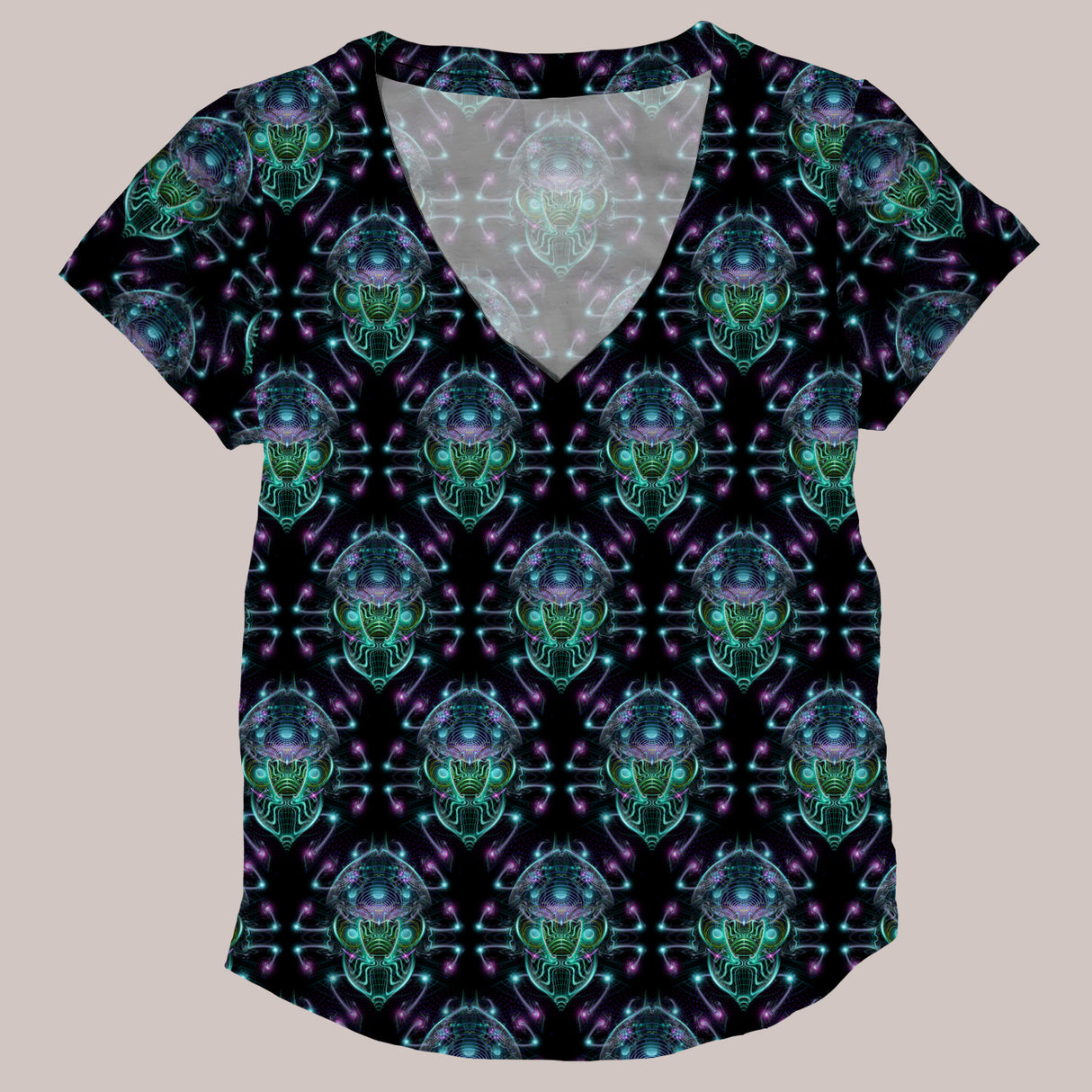 Psychedelic V-Neck Shirt (UV/RGB, Eco-Friendly, Womens) | ILLUMINATRIX