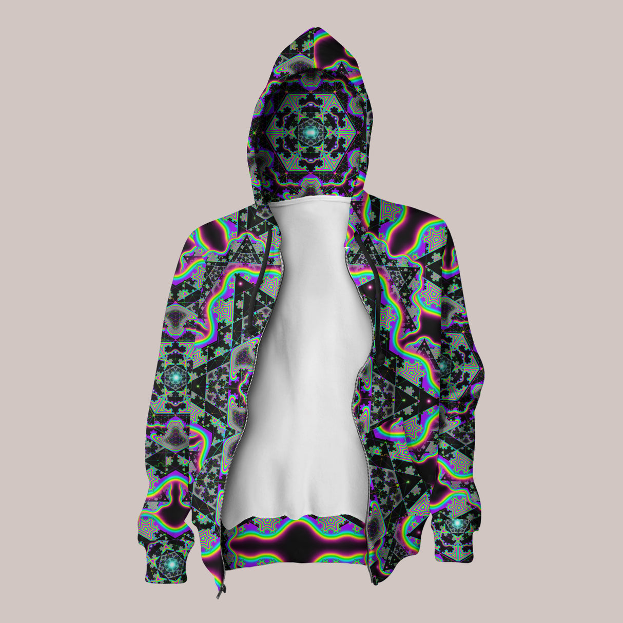 Psychedelic Hoodie (UV/RGB, Eco-Friendly, Unisex, Zip-Up) | MICROGRAM