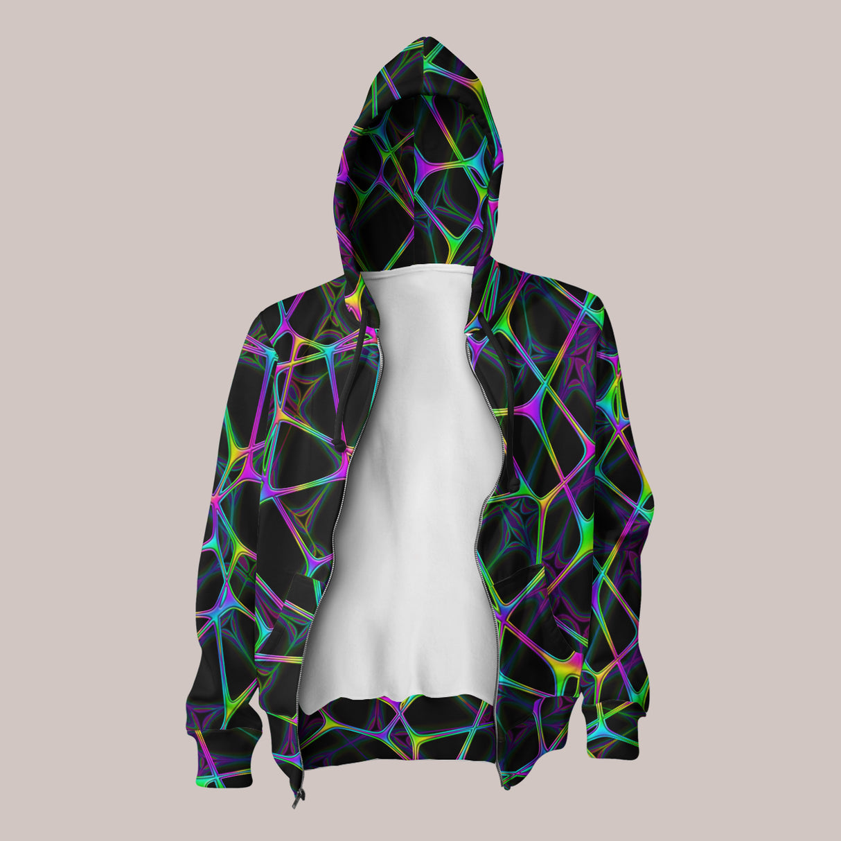 Psychedelic Hoodie (UV/RGB, Eco-Friendly, Unisex, Zip-Up) | PSYNET