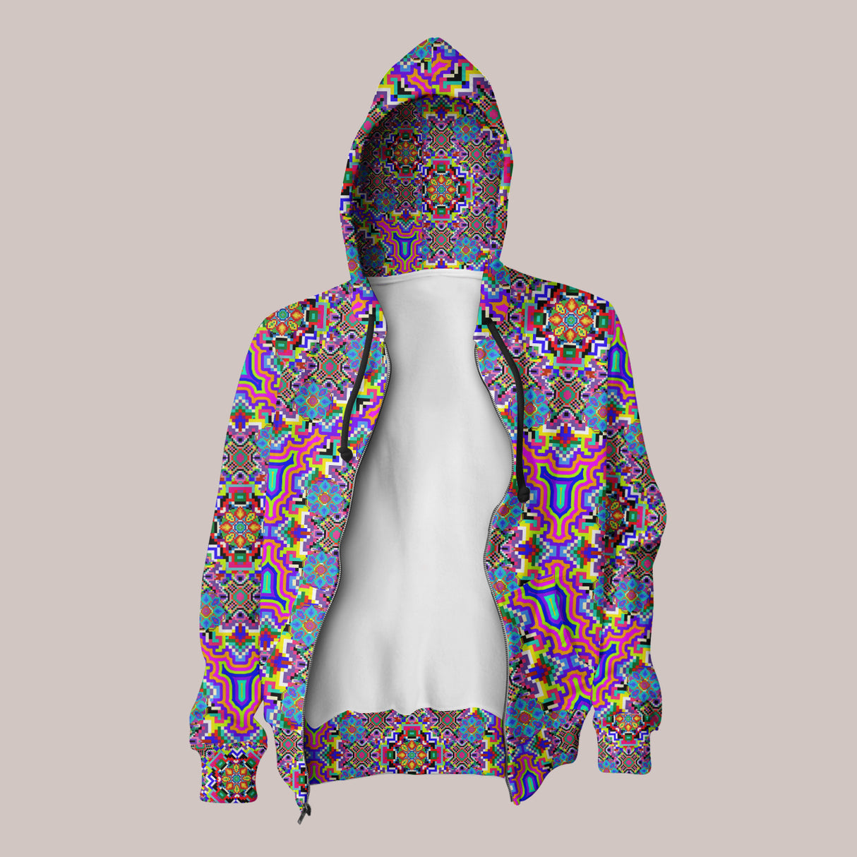 Psychedelic Hoodie (UV/RGB, Eco-Friendly, Unisex, Zip-Up) | 8-BIT-TRIP