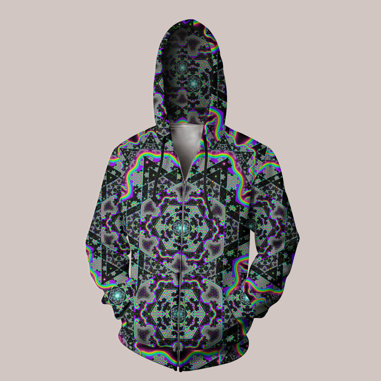 Psychedelic Hoodie (UV/RGB, Eco-Friendly, Unisex, Zip-Up) | MICROGRAM