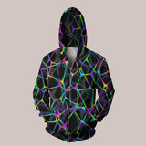 Psychedelic Hoodie (UV/RGB, Eco-Friendly, Unisex, Zip-Up) | PSYNET