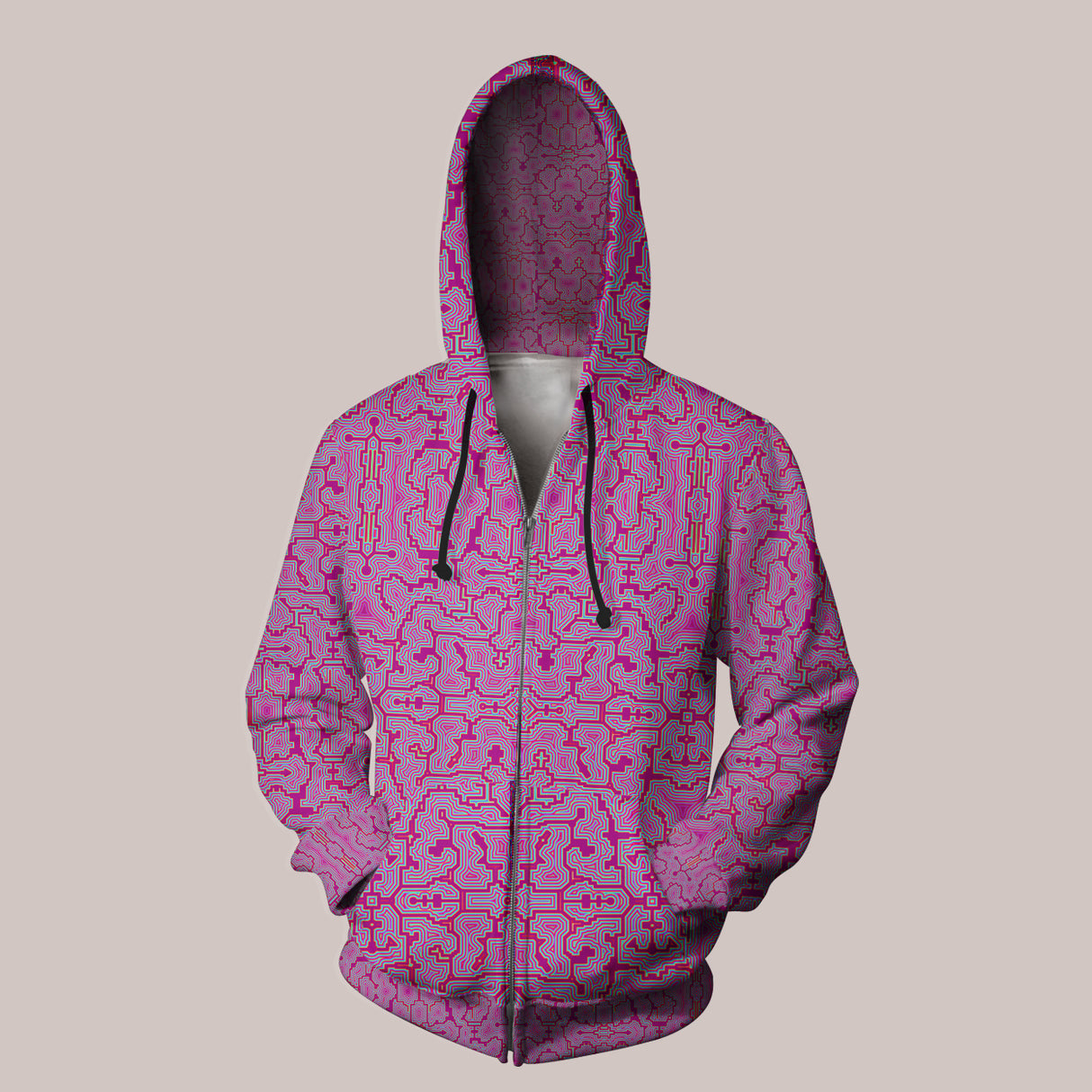 Psychedelic Hoodie (UV/RGB, Eco-Friendly, Unisex, Zip-Up) | TECHNO SHAMANIC [11 Colors]