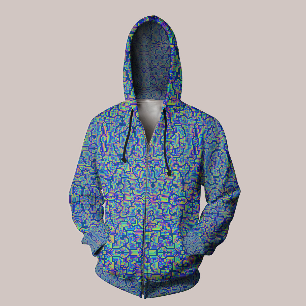 Psychedelic Hoodie (UV/RGB, Eco-Friendly, Unisex, Zip-Up) | TECHNO SHAMANIC [11 Colors]