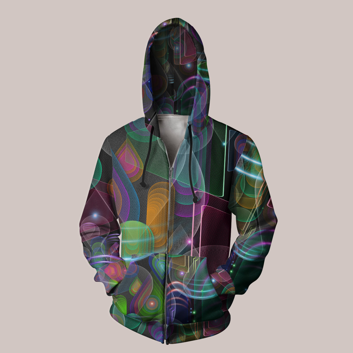 Psychedelic Hoodie (UV/RGB, Eco-Friendly, Unisex, Zip-Up) | BUBBLEDROP