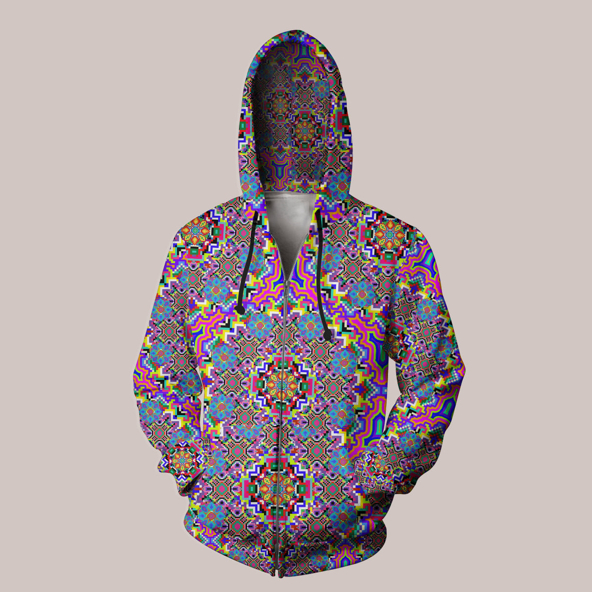 Psychedelic Hoodie (UV/RGB, Eco-Friendly, Unisex, Zip-Up) | 8-BIT-TRIP