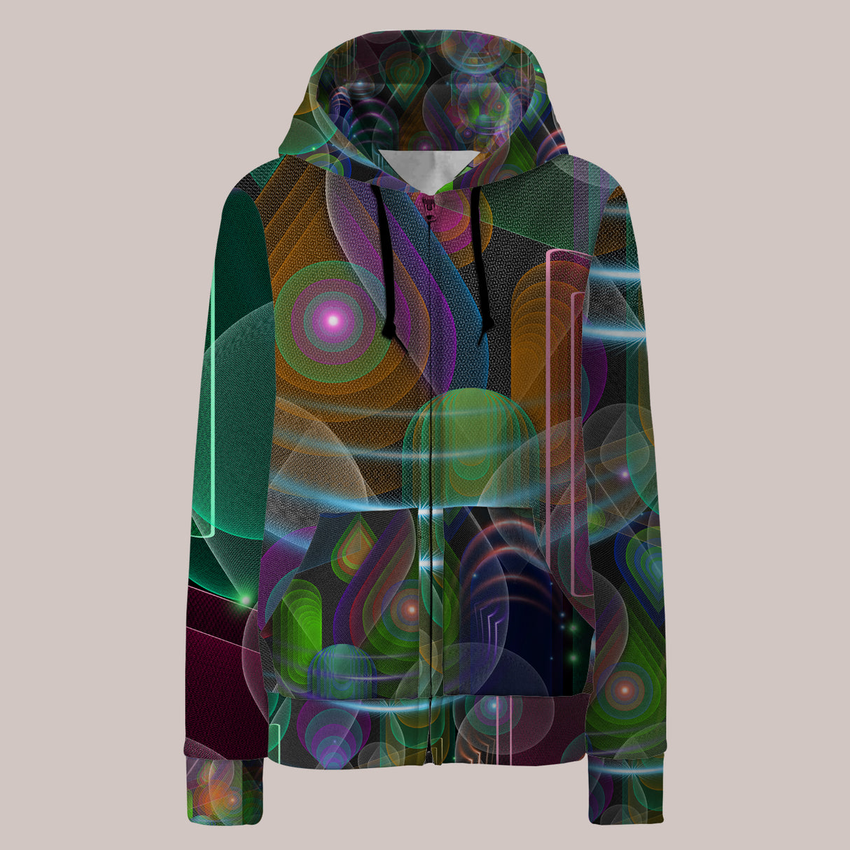 Psychedelic Hoodie (UV/RGB, Eco-Friendly, Womens, Zip-Up) | BUBBLEDROP