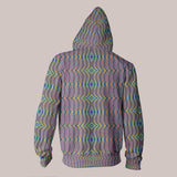 Psychedelic Geometric Diamond Hoodie with Neo-Tie-Dye Festival Style - Back