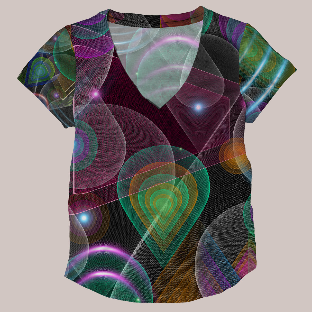 Psychedelic V-Neck Shirt (UV/RGB, Eco-Friendly, Womens) | BUBBLEDROP