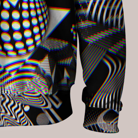 Close Up - Monochrome Melting Hoodie by Sam Farrand with Geometric Psychedelic Design