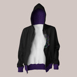 Open - DMT Entity Vision Black Hoodie with Rainbow and Purple Tribal Psychedelic Design