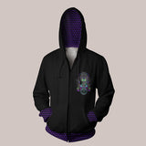 Front - DMT Entity Vision Black Hoodie with Rainbow and Purple Tribal Psychedelic Design